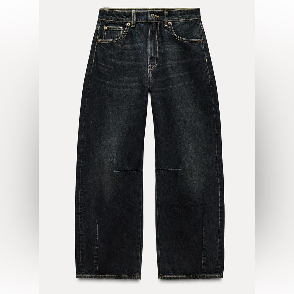 Zara Women’s Faded Black Wash Balloon Denim Jeans